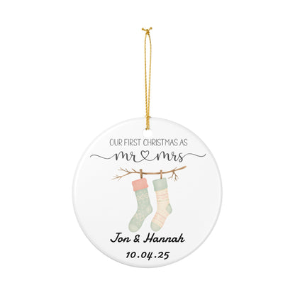 First Christmas Married Ornament, Customized Our First Christmas As Mr And Mrs Christmas Ornament, Personalized Wedding Gift, Newlywed 2025