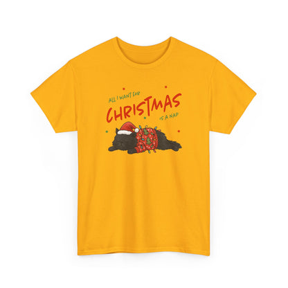 All I Want for Christmas Is a Nap Shirt | Funny Christmas Cat T-Shirt | Cozy Holiday Tee | Lazy Christmas Gift | Santa Cat Shirt