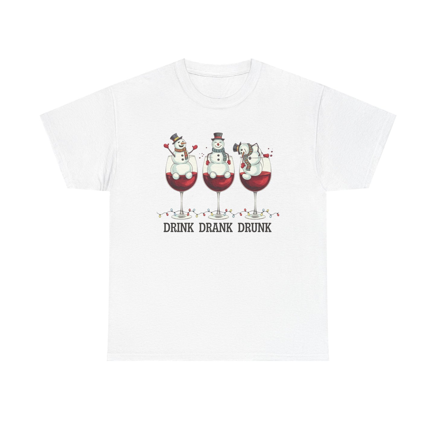 Drink Drank Drunk Christmas Shirt | Funny Holiday Wine Shirt | Snowman Christmas Tee | Drinking Humor Gift for Friends