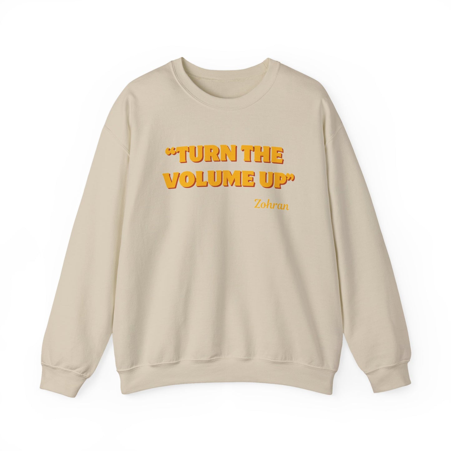 Turn the Volume Up Sweatshirt, Retro Music Quote Crewneck, Minimal Yellow Text Pullover, Cozy Gift for Musicians & Creatives