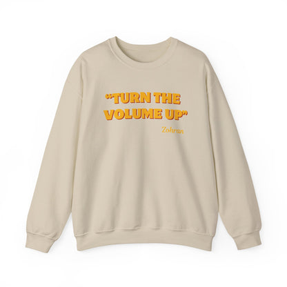 Turn the Volume Up Sweatshirt, Retro Music Quote Crewneck, Minimal Yellow Text Pullover, Cozy Gift for Musicians & Creatives