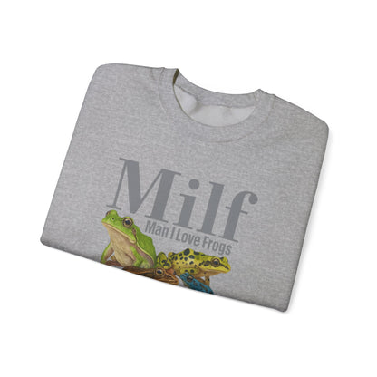 Man I Love Frogs Sweatshirt, Vintage Style Meme Frog Sweater, Funny Gen Z ''MILF'' Frog Crewneck, Inappropriate Gag Gift, Cozy Pullover