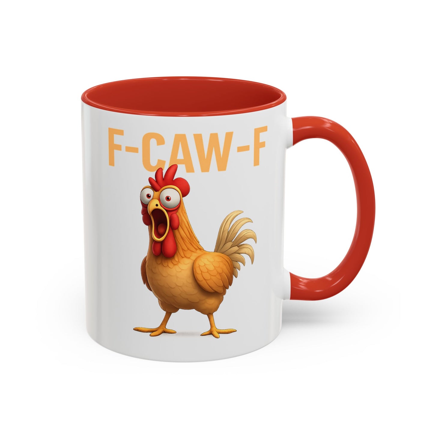 Funny Rooster Mug F-CAW-F Chicken Coffee Mug, Adult Humor Farm Animal Cup, Chicken Meme Mug, Gag Gift 11oz 15oz