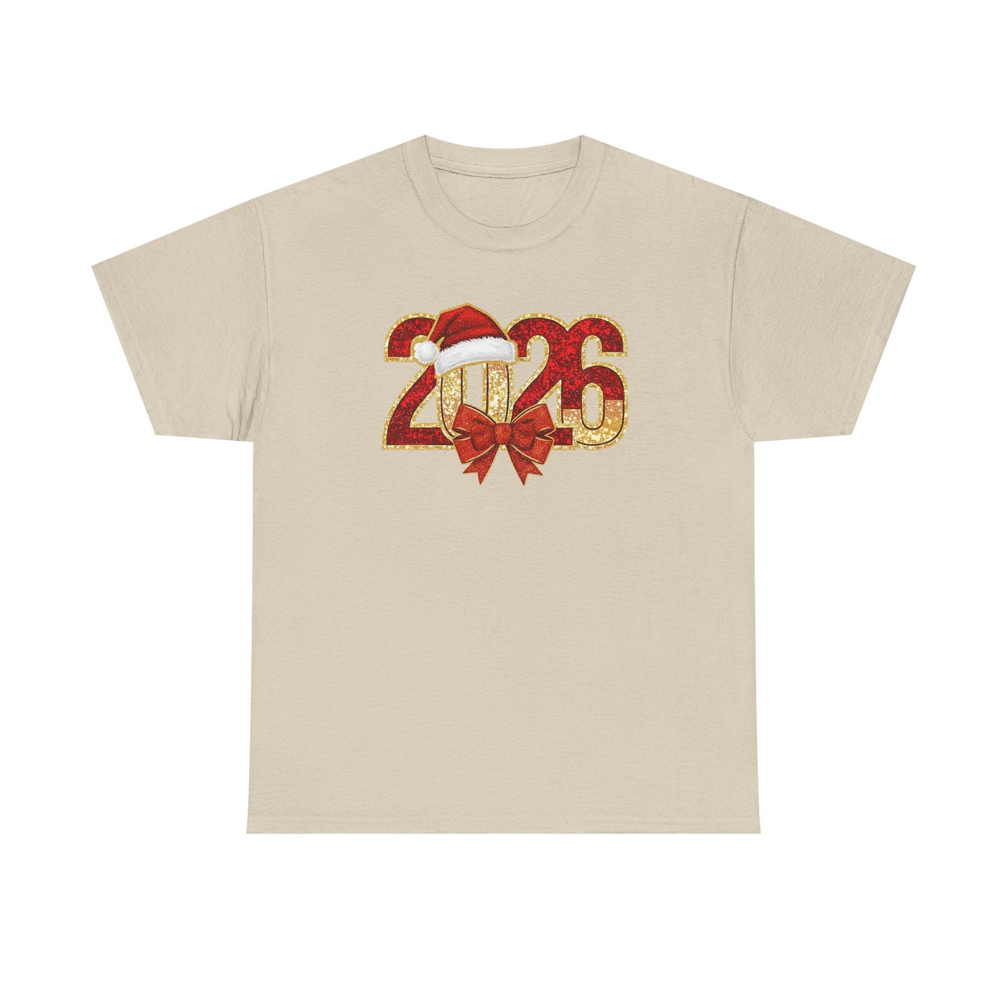 2026 New Year Shirt | Festive Christmas Tee with Santa Hat & Bow | Happy New Year T-Shirt | Holiday Party Outfit Gift