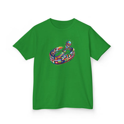 Colorful Flags Kids T-Shirt | International Flags Tee | Fun Support Shirt | 2026 World Cup USA T-Shirt, Political Soccer Fan Tee