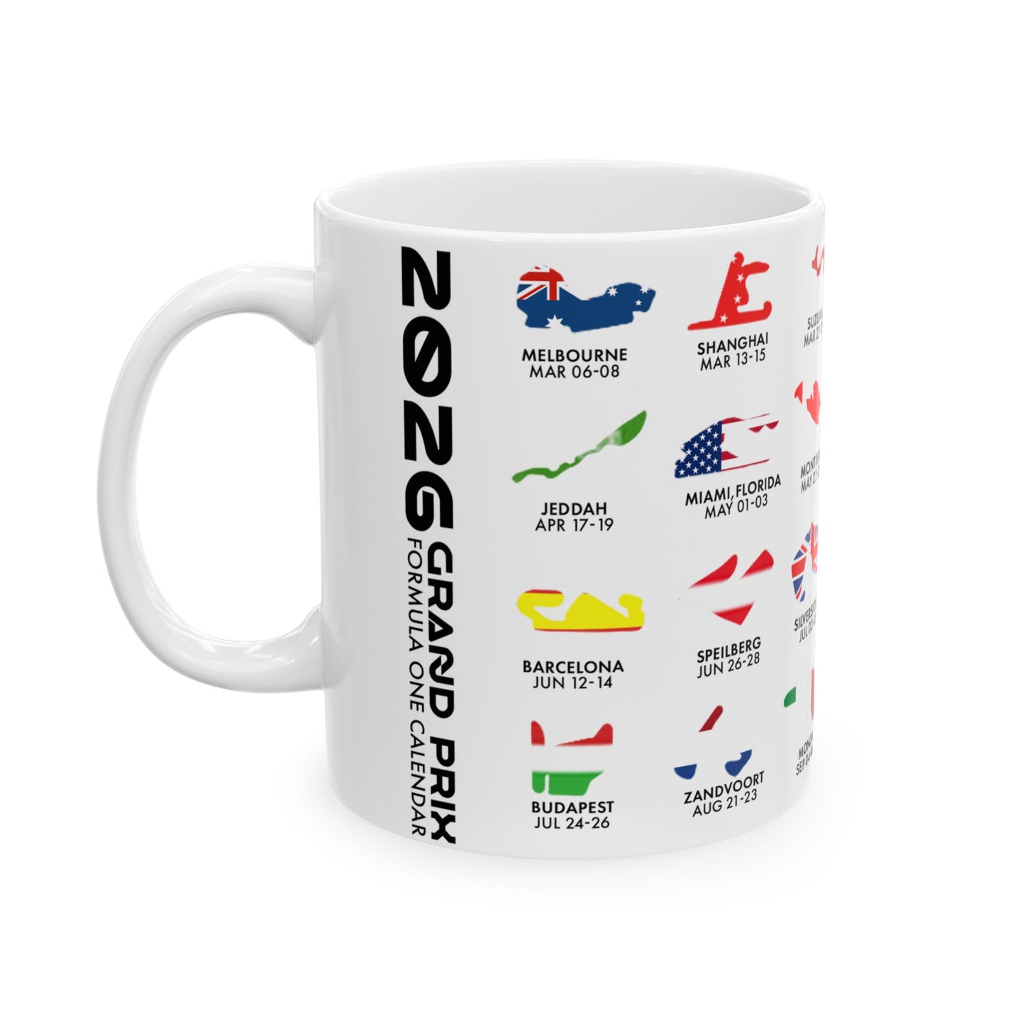 2026 Grand Prix Track Map Mug, Formula 1 Race Circuit Icons Mug, F1 Calendar Coffee Cup, Motorsport Fan Gift, Ceramic Mug