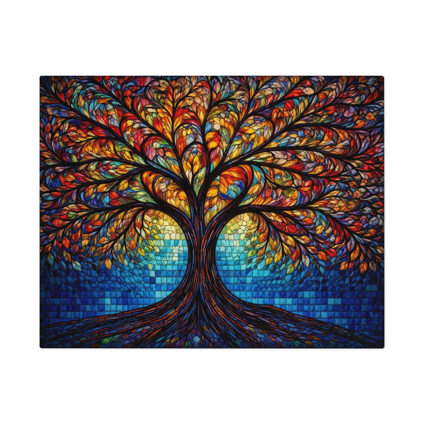 Tree of Life Jigsaw Puzzle, Colorful Stained Glass Mosaic Puzzle with Tin, Adult Puzzle Gift, Art Jigsaw