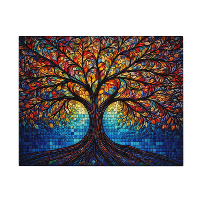 Tree of Life Jigsaw Puzzle, Colorful Stained Glass Mosaic Puzzle with Tin, Adult Puzzle Gift, Art Jigsaw