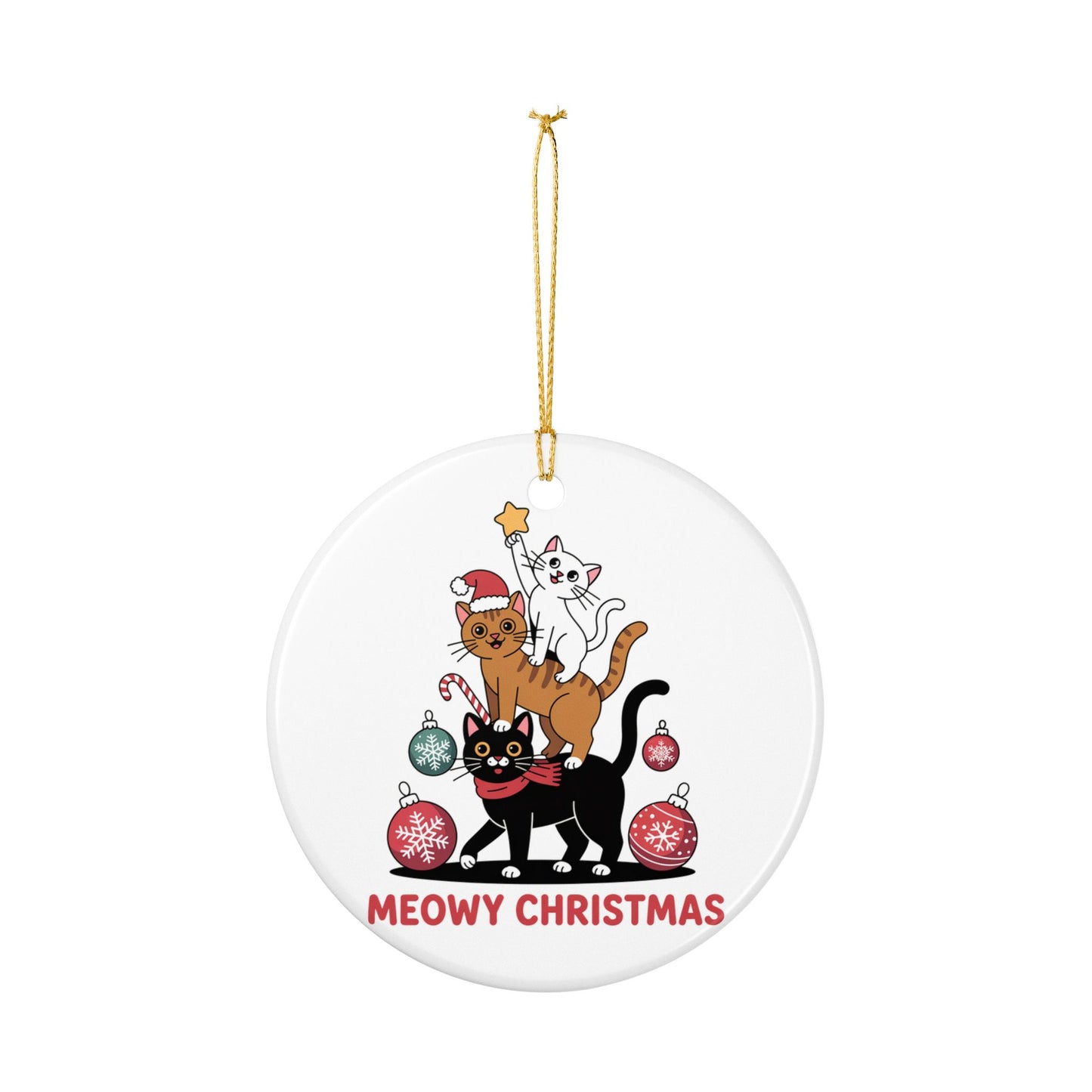 Meowy Christmas Cat Ornament Cat Lover Christmas Ornament, Funny Cat Tree Holiday Decor, Gift for Cat Mom, Cat Ornament, 2025 Xmas Keepsake