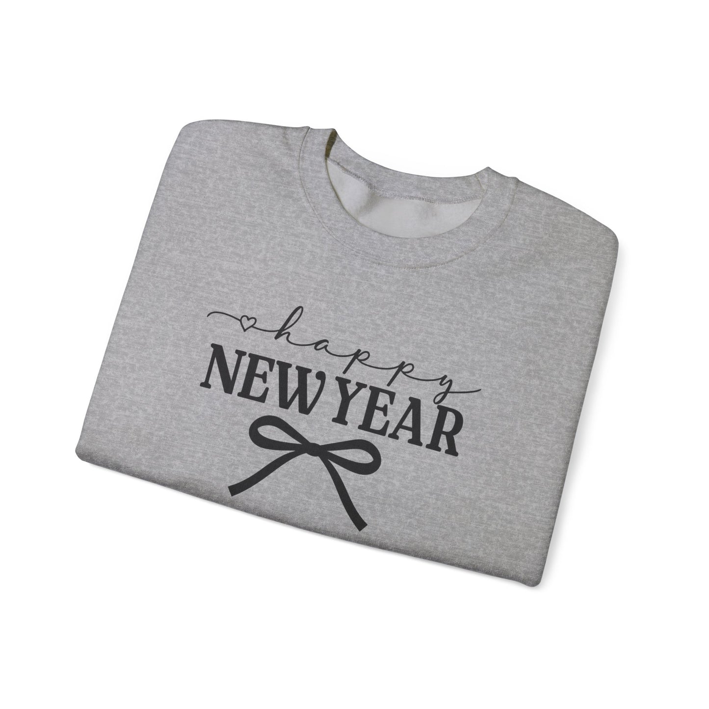 Happy New Year Sweatshirt | Cozy Holiday Crewneck | Script Bow Graphic Sweater | New Year Party Sweatshirt | Winter Gift