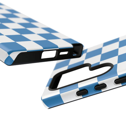 Blue Checkerboard Phone Case, Samsung Galaxy S25, S25 Plus, S24, S24 Plus, S24 Ultra, S23, S22, S22 Plus, S21 Ultra, S21 FE, S20+