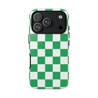 Green Checkerboard Phone Case, iPhone 17 Pro, 17, 16, 15, 14, 13, 12, 11, X, XR, XS MAX, Mobile Cover, Gift for Students, Phone Accessory