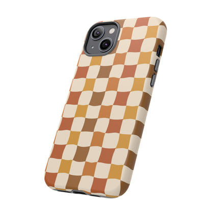 Boho Checked Phone Case, Checkerboard Design, Durable Protection, Phone Cover, Phone case For iPhone and Samsung, Trendy Phone Cover