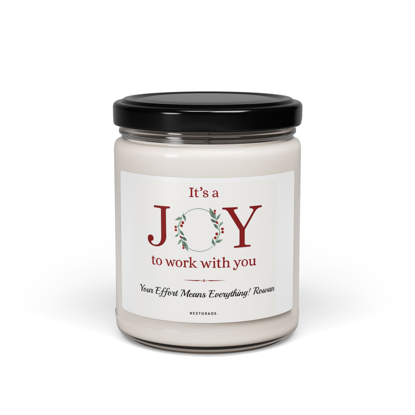 Custom Joy to Work With You Candle Gift, Scented Soy 9oz, Employee Appreciation Gift, Boss Gift, Coworker Christmas Gift, Thank You Candle