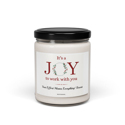 Custom Joy to Work With You Candle Gift, Scented Soy 9oz, Employee Appreciation Gift, Boss Gift, Coworker Christmas Gift, Thank You Candle