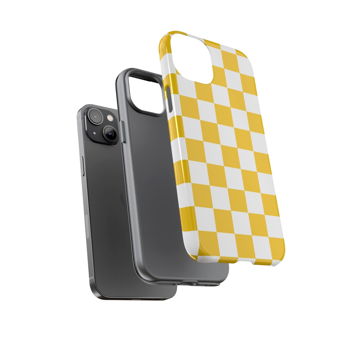 Yellow Checkered Phone Case - iPhone 17 Pro, 17, 16, 15, 14, 13, 12, 11, X, XR, XS MAX, Gift for Friends