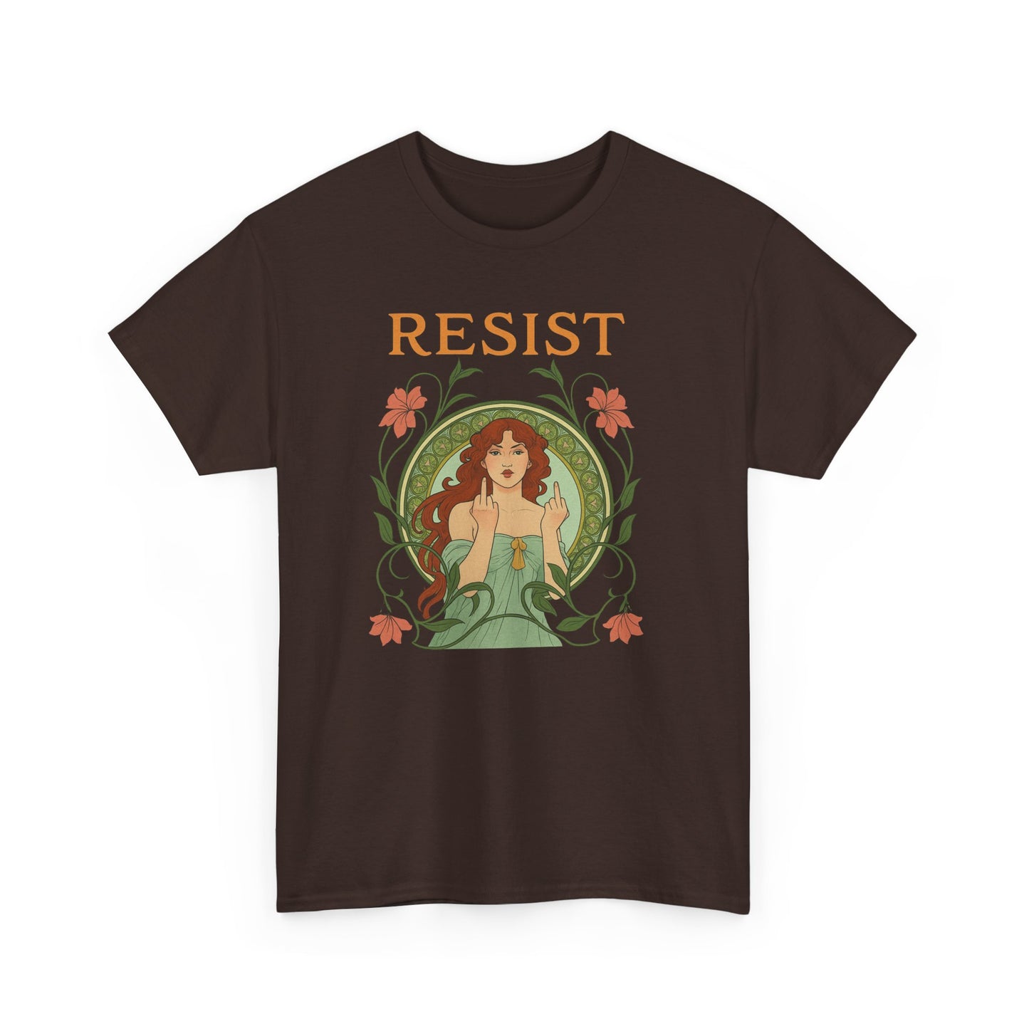 Resist Art Nouveau Woman Tee, Feminist Vintage Shirt, Botanical Activist T-Shirt, Retro Feminism Gift, Empowerment Top, Mucha Anti Trump