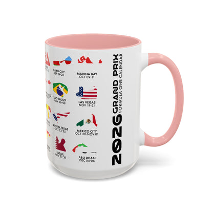 2026 Grand Prix Calendar Mug, Formula 1 Accent Coffee Mug, F1 Circuit Icons Cup, Motorsport Fan Gift, Racing Calendar Ceramic Mug