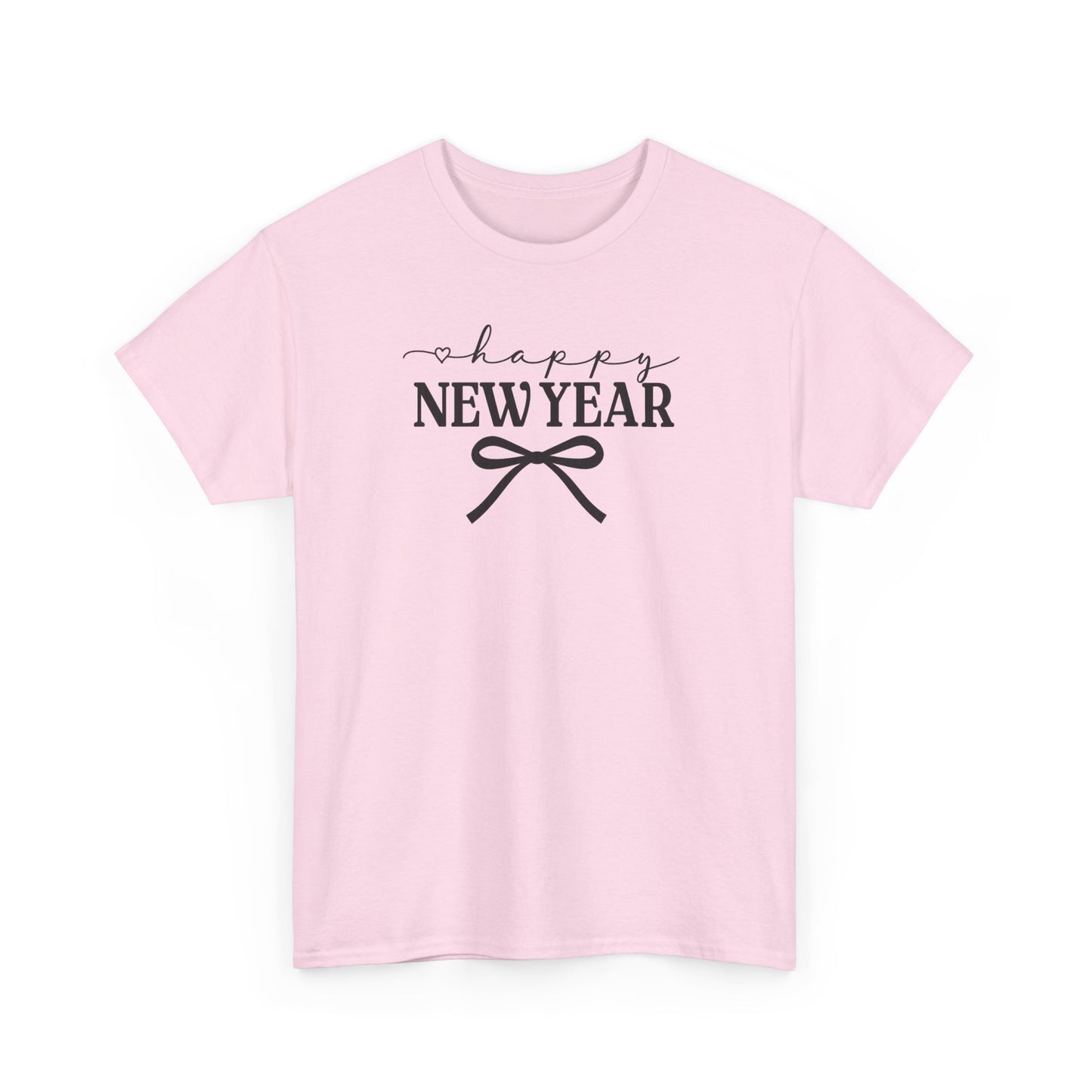 Happy New Year Bow T-Shirt, Minimalist New Year Typography Tee, Holiday Graphic Shirt, New Year's Eve Outfit, Casual Festive Top