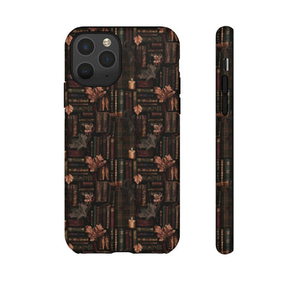 Gothic Phone Case Dark Academia Literary iPhone Samsung Cover with Books & Flowers, Phone case