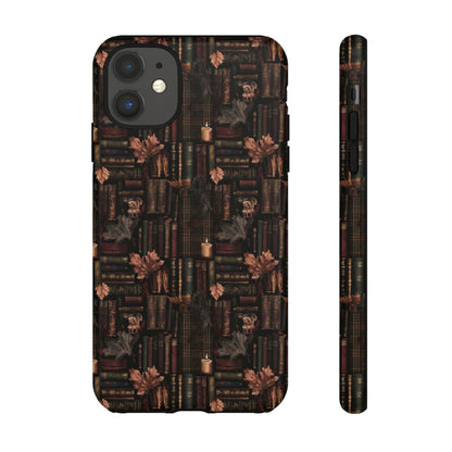 Gothic Phone Case Dark Academia Literary iPhone Samsung Cover with Books & Flowers, Phone case