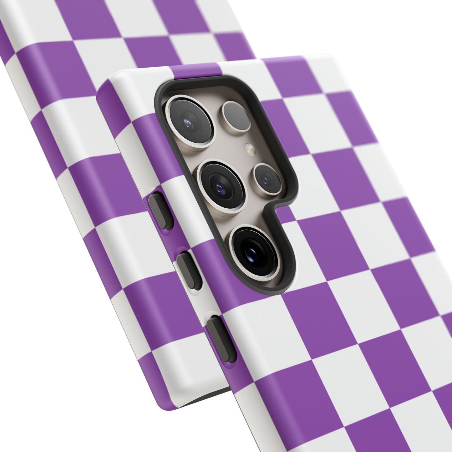 Purple Checkered Phone Case, Samsung Galaxy S25, S25 Plus, S24, S24 Plus, S24 Ultra, S23, S22, S22 Plus, S21 Ultra, S21 FE, S20+