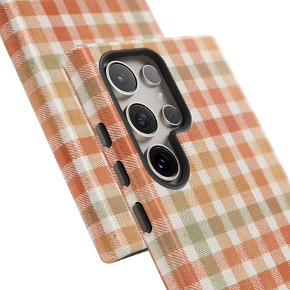 Boho Checkered Phone Case | Neutral Aesthetic Plaid Case | Retro Minimalist Check Design | iPhone Cover | Samsung Cover