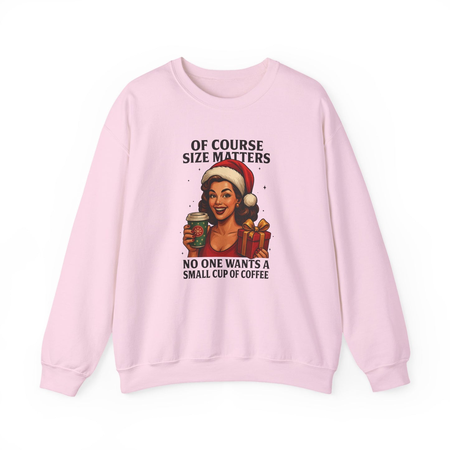 Funny Christmas Coffee Sweatshirt, Of Course Size Matters Shirt, Santa Crewneck, Holiday Coffee Lover Gift, Retro Xmas Sweater for Women