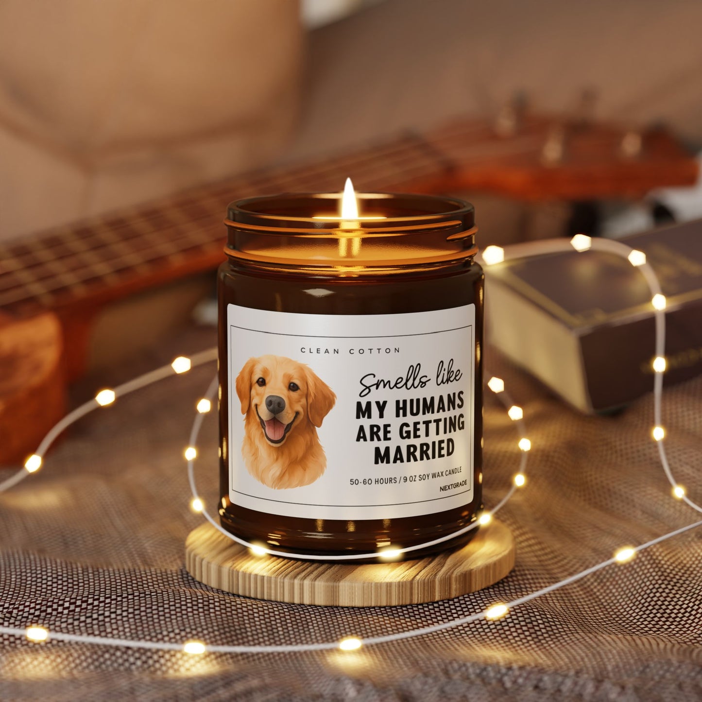 Smells Like My Humans Are Getting Married Candle, Funny Dog Wedding Gift, Engagement Gift for Couples | 9oz Soy Amber Jar Candle