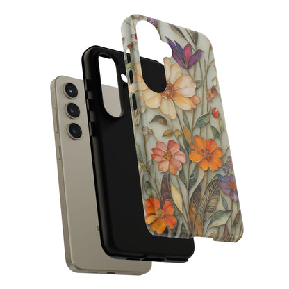 Phone case For iPhone & Samsung, Wildflower Mosaic MagSafe iPhone Case: Botanical Floral Design iPhone