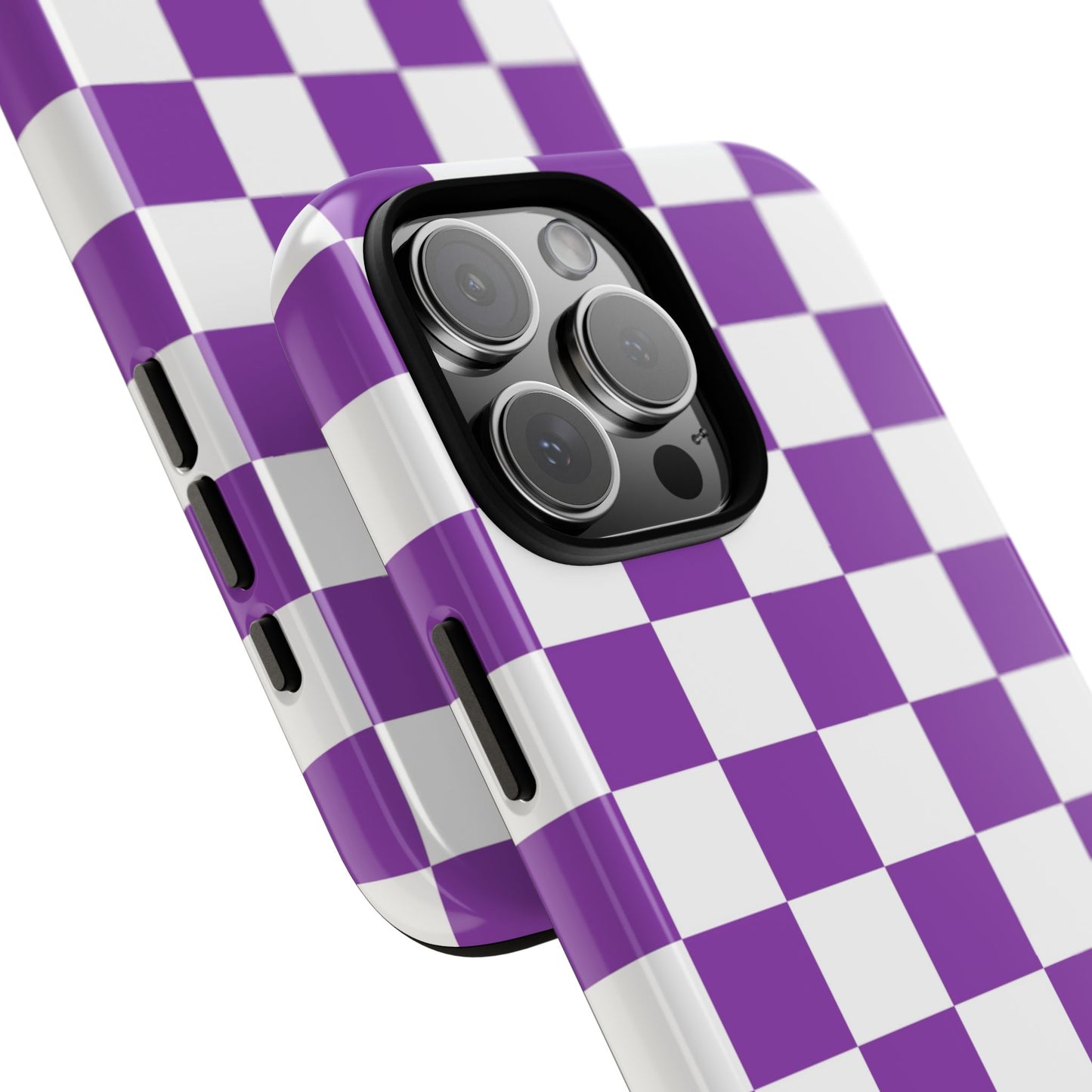 Purple Checkered Phone Case,  iPhone 17 Pro, 17, 16, 15, 14, 13, 12, 11, X, XR, XS MAX, Trendy Gift for Friends, Accessory for Occasions