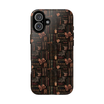 Gothic Phone Case Dark Academia Literary iPhone Samsung Cover with Books & Flowers, Phone case