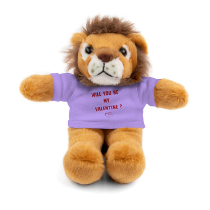 Will You Be My Valentine ? Teddy Bear, Plush Animal with T-Shirt, Cute Valentine's Day Gift, Stuffed Bear for Kids or Love