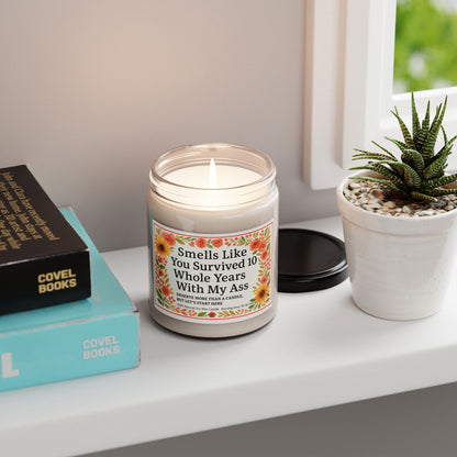 Funny Scented Candle, Funny Gift for Friends, 10 Year Anniversary, Themed Decor, Self-Care Candle, Unique Gift Idea