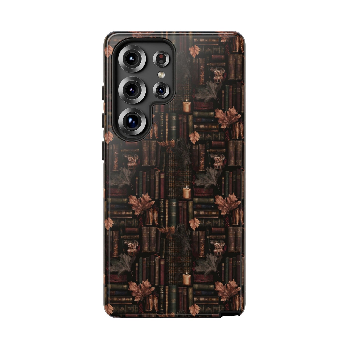 Gothic Phone Case Dark Academia Literary iPhone Samsung Cover with Books & Flowers, Phone case