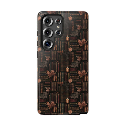 Gothic Phone Case Dark Academia Literary iPhone Samsung Cover with Books & Flowers, Phone case