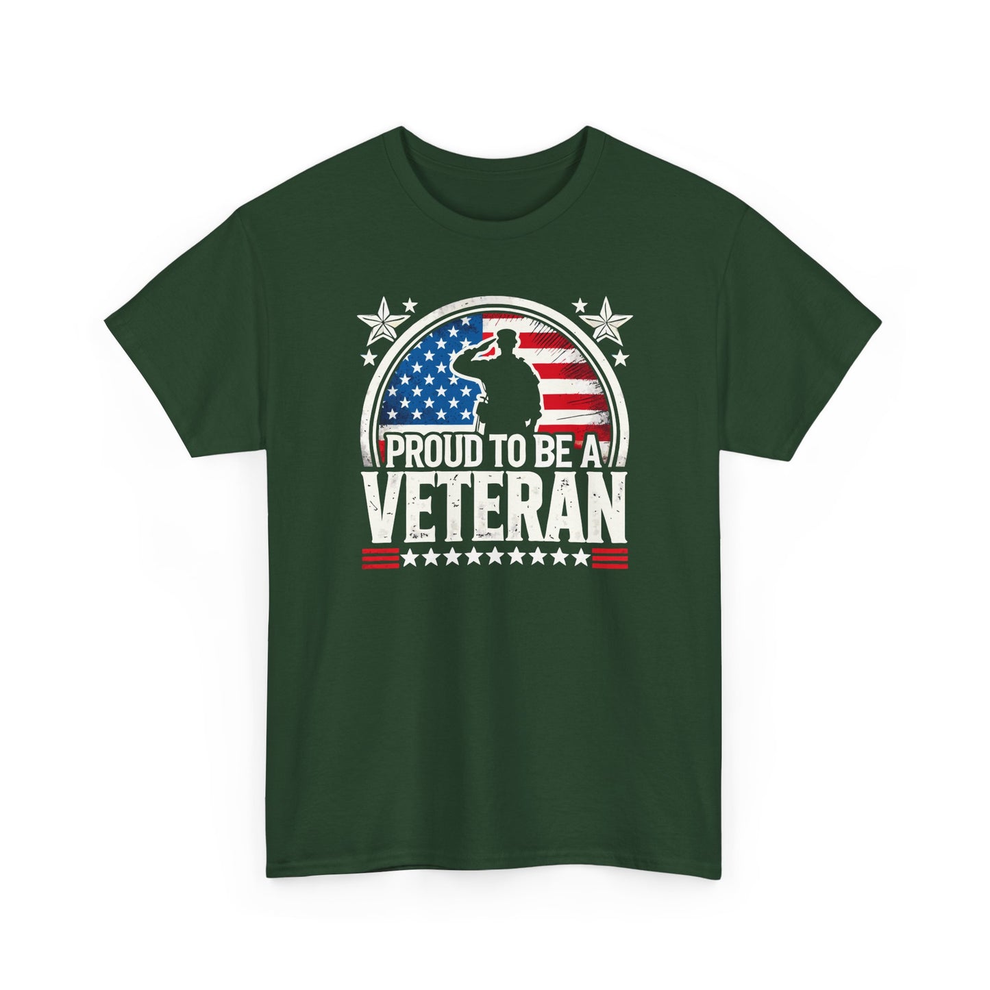 Proud Veteran Heavy Cotton Tee, Army Navy Military Shirt, Gift for Veterans, Memorial Day, Independence Day, Patriotic Apparel