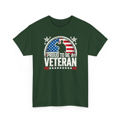 Proud Veteran Heavy Cotton Tee, Army Navy Military Shirt, Gift for Veterans, Memorial Day, Independence Day, Patriotic Apparel
