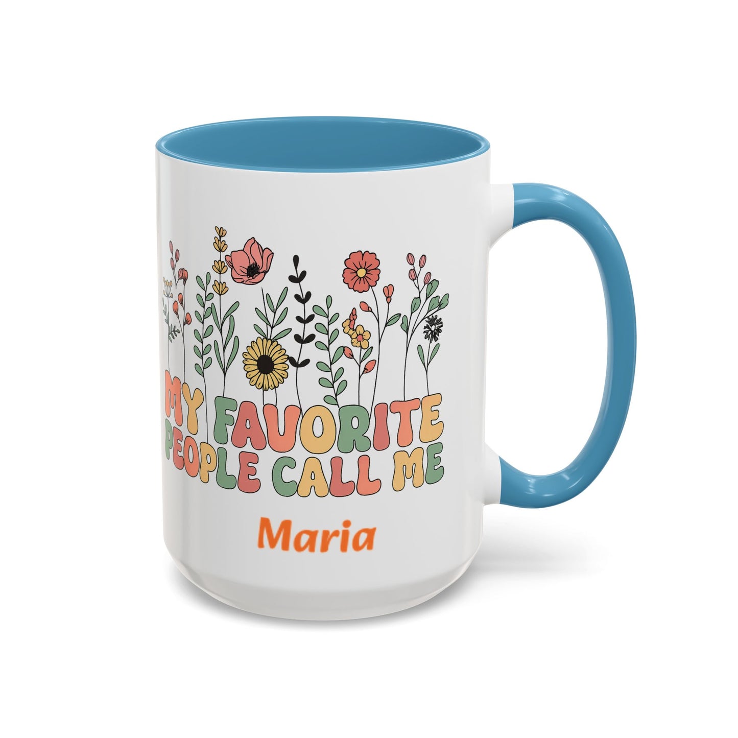 Personalized Floral Accent Mug, My Favorite People Call Me Coffee Cup, Perfect Gift for Friends, Family, Birthdays, Home Décor