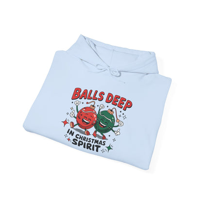 Funny Christmas Hoodie, Ball Deep In Christmas Spirit, Holiday Sweatshirt Hoodie, Unisex Hooded Sweatshirt, Gift for Him, Winter Fashion