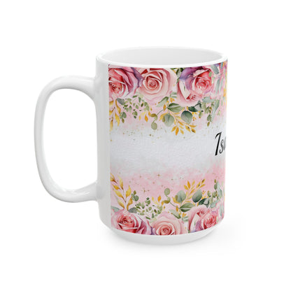 Personalized Floral Ceramic Mug, Custom Coffee Cup, Gift for Her, Birthday Mug, Cute Kitchenware, Bridesmaid Gift, Gift for Her
