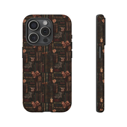 Gothic Phone Case Dark Academia Literary iPhone Samsung Cover with Books & Flowers, Phone case