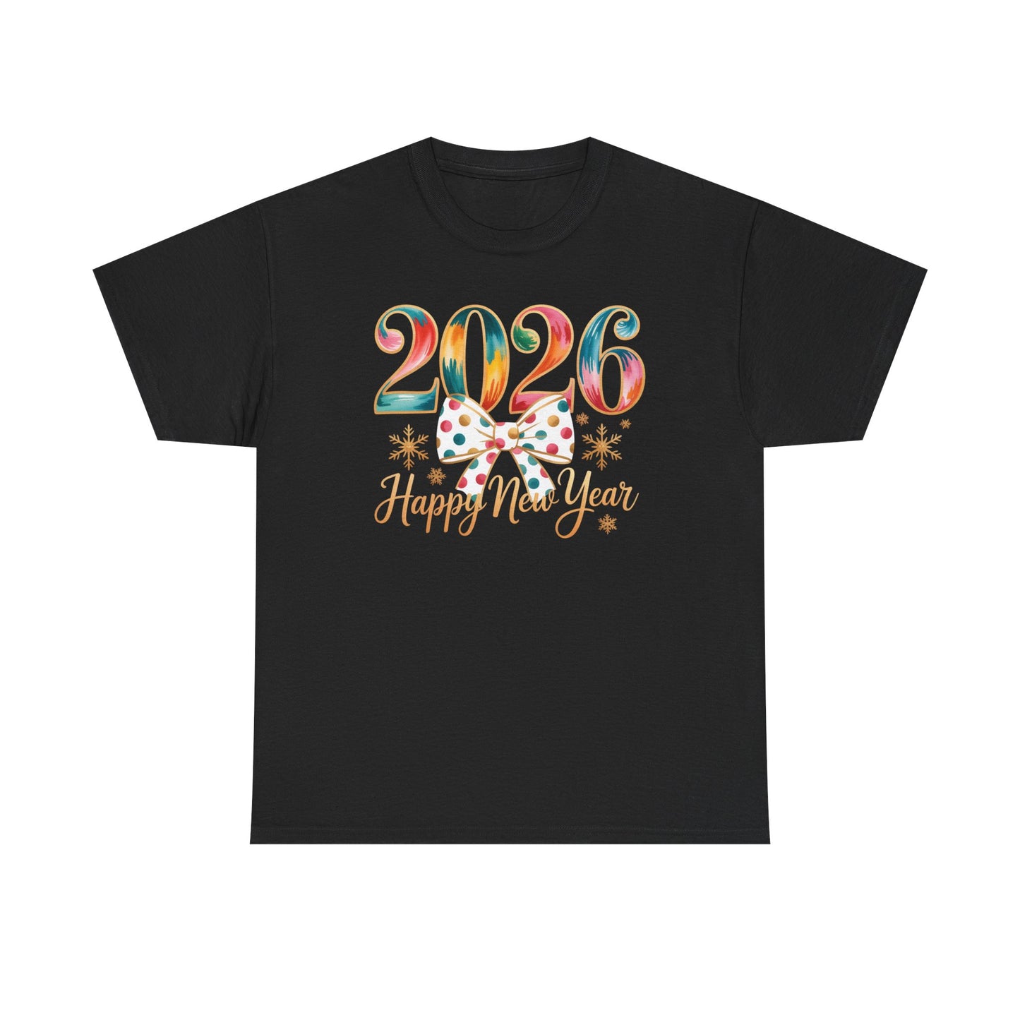 2026 Happy New Year Shirt, Colorful Bow New Year Tee, New Year Outfit, Cute NYE Party T-Shirt, 2026 Celebration Graphic Tee, New Year Gift