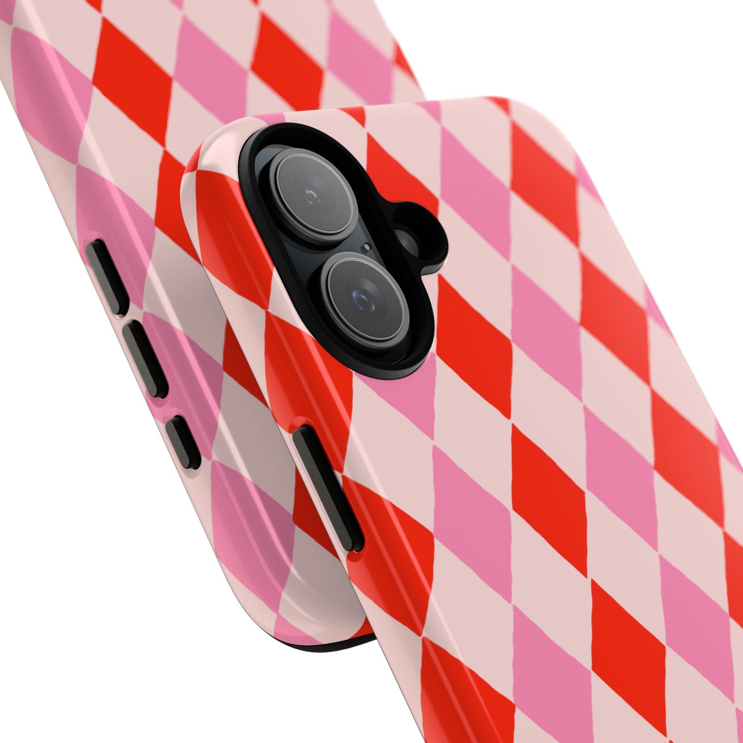 Tough Cases with Red Pink Diamonds, Retro Checkerboard iPhone Case And Samsung Case, Slim Fit Phone Case, Stylish Gift