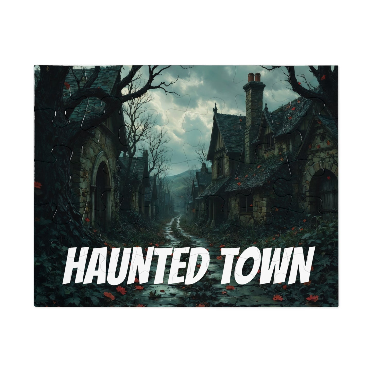 Haunted Town Jigsaw Puzzle, Spooky Village Halloween Puzzle with Tin, Dark Art Puzzle, 500-2000 Piece Gift