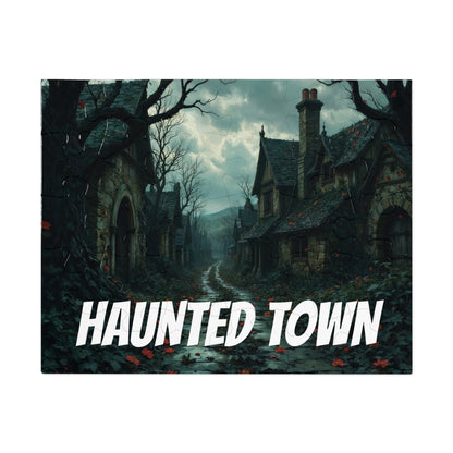 Haunted Town Jigsaw Puzzle, Spooky Village Halloween Puzzle with Tin, Dark Art Puzzle, 500-2000 Piece Gift