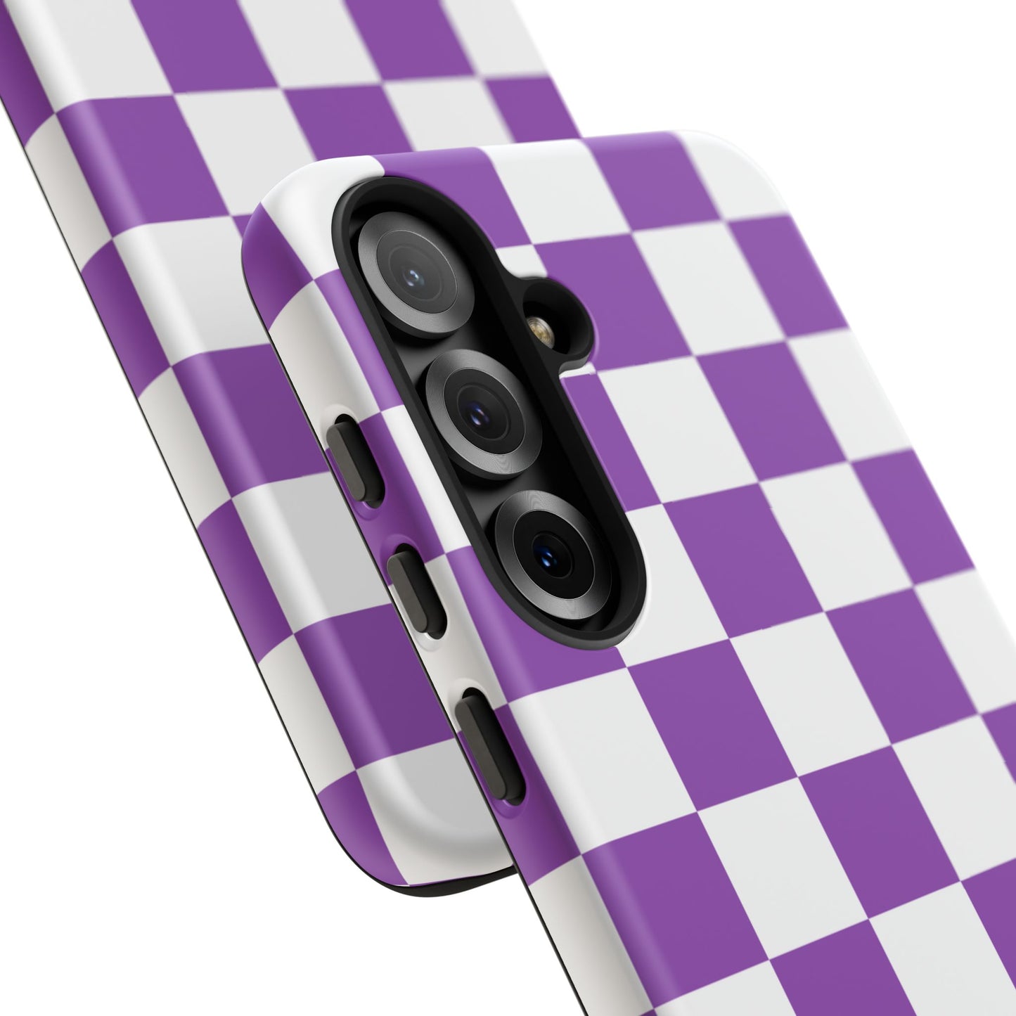 Purple Checkered Phone Case, Samsung Galaxy S25, S25 Plus, S24, S24 Plus, S24 Ultra, S23, S22, S22 Plus, S21 Ultra, S21 FE, S20+