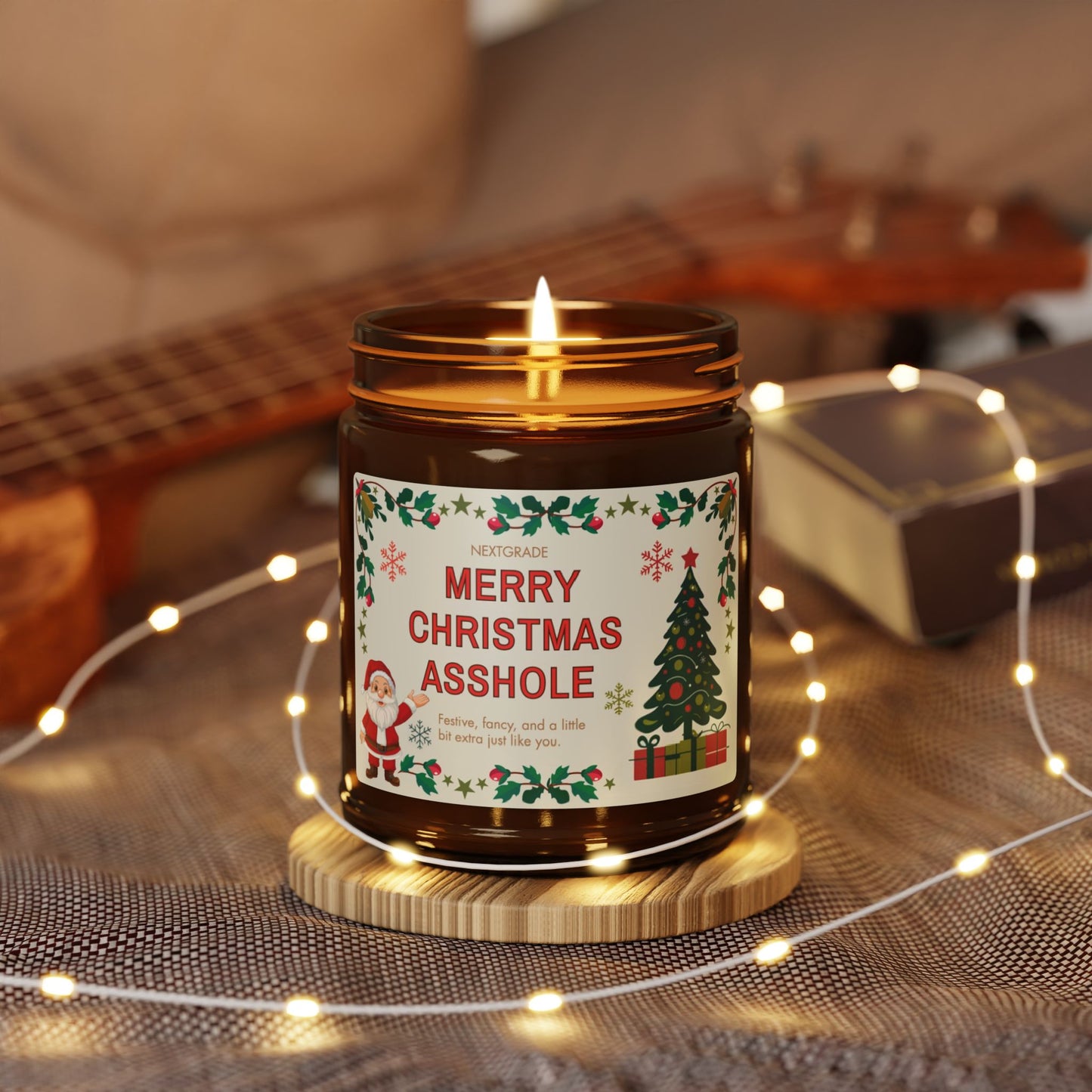 Merry Christmas Asshole Candle, Funny Christmas Gift for Friends, Coworkers, or Siblings | Soy Candle | Holiday Humor Candle | Amber Jar