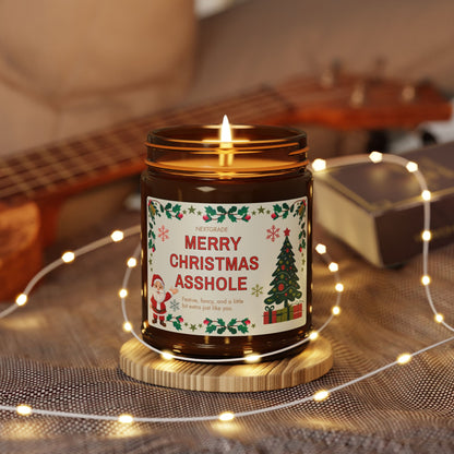 Merry Christmas Asshole Candle, Funny Christmas Gift for Friends, Coworkers, or Siblings | Soy Candle | Holiday Humor Candle | Amber Jar