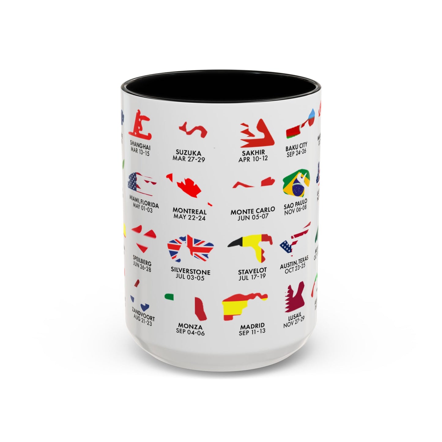 2026 Grand Prix Calendar Mug, Formula 1 Accent Coffee Mug, F1 Circuit Icons Cup, Motorsport Fan Gift, Racing Calendar Ceramic Mug